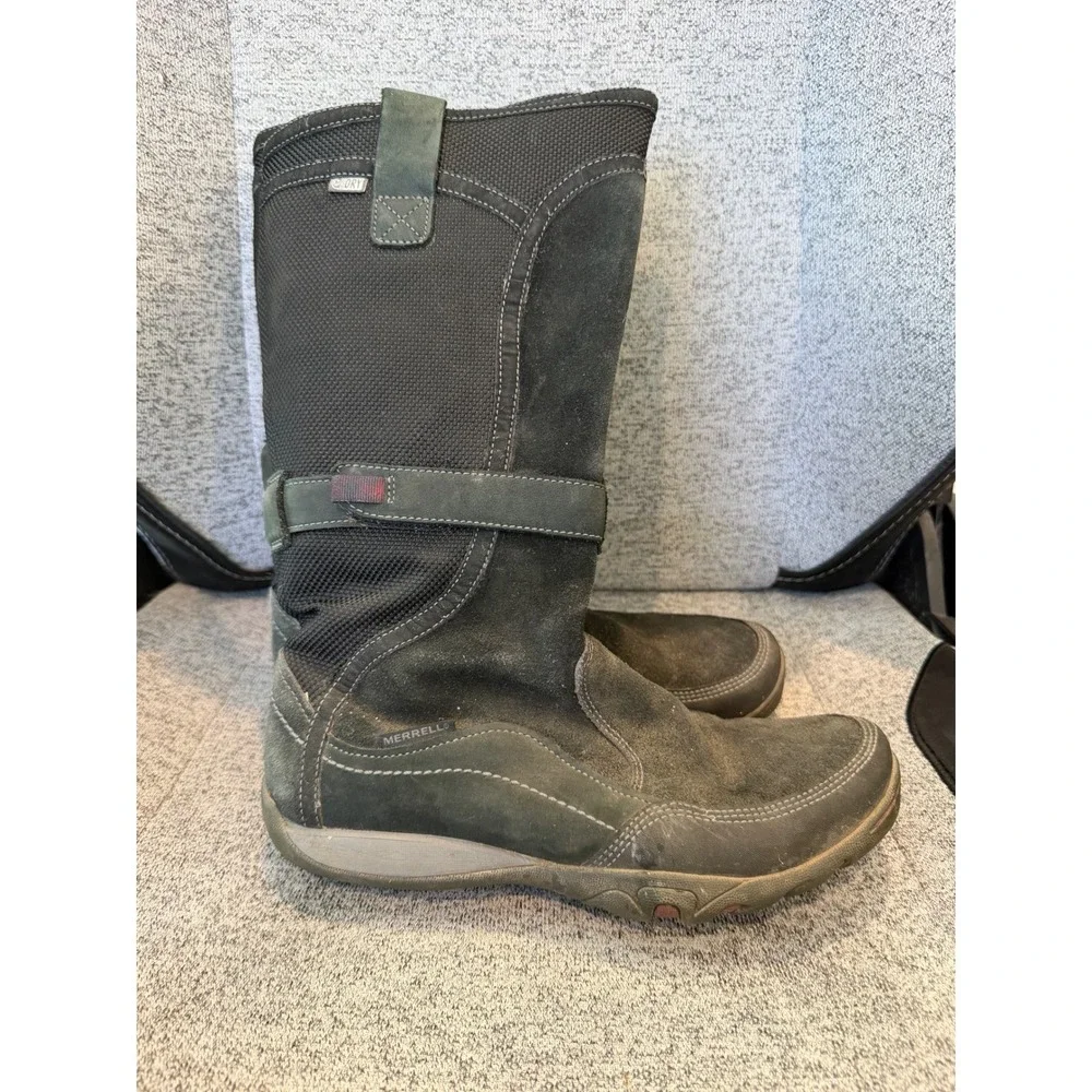 Merrell Q-Dry Waterproof Tall Boots Womens 7.5 Black Suede Zipper Hiking J48578